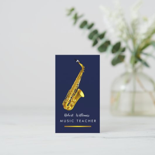 Musicus Gold Jazz Music Saxophone Instrument Visitekaartje (Staand voorkant)