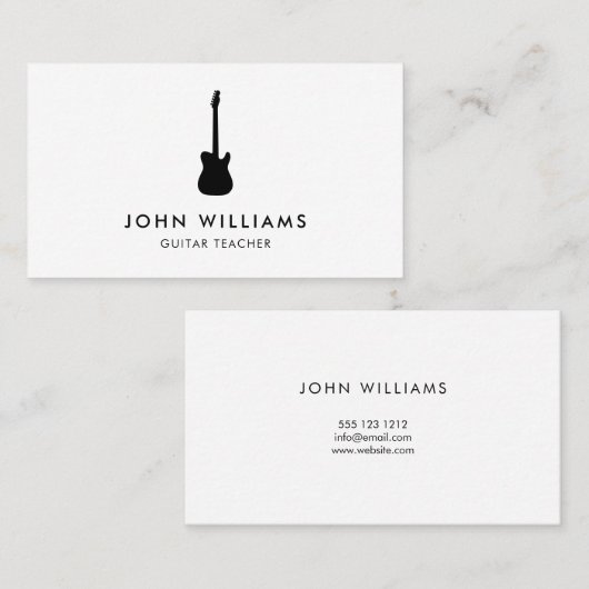 Musicus Guitar Minimalist Modern Visitekaartje (Voorkant / Achterkant)