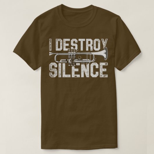 Musicus I Destroy Silence Trumpet Retro Marching T-shirt (Design voorkant)