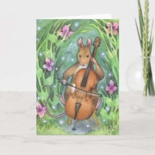 Musicus Muis Cello Schattigee Illustratie Kaart