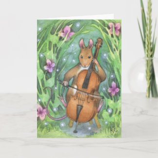 Musicus Muis Cello Schattigee Illustratie Kaart