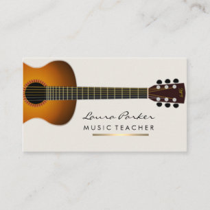 Musicus Music Teacher Guitar Instrument Gold Visitekaartje