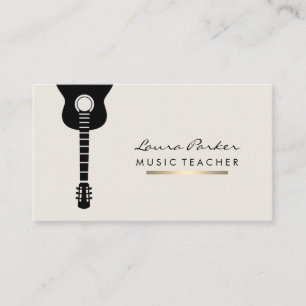 Musicus Music Teacher Guitar Instrument Gold Visitekaartje
