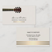 Musicus Music Teacher Guitar Instrument Gold Visitekaartje (Voorkant / Achterkant)