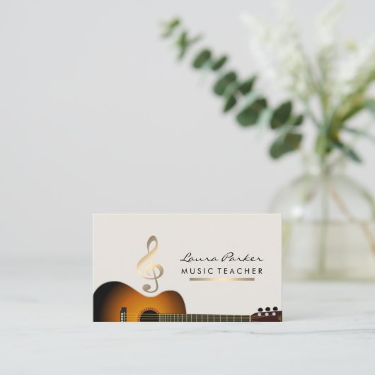 Musicus Music Teacher Guitar Music Note Gold Visitekaartje (Staand voorkant)