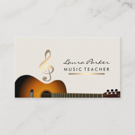 Musicus Music Teacher Guitar Music Note Gold Visitekaartje (Voorkant)