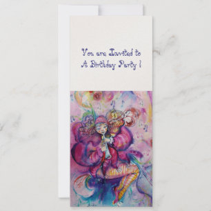 MUSIKALE CLOWN, roze blauw, goud metaalachtig Kaart