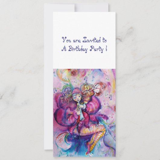 MUSIKALE CLOWN, roze blauw wit Kaart (Voorkant)