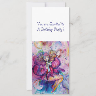 MUSIKALE CLOWN, roze blauw wit Kaart