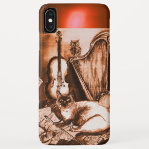 MUSIKALE KAT MET UIL IN BRUINE SEPIA GEM iPhone XS MAX HOESJE