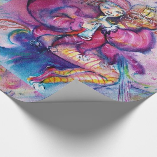 MUSIKALE ROZE CLOWN MET UIL CADEAUPAPIER (Hoek)