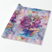 MUSIKALE ROZE CLOWN MET UIL CADEAUPAPIER (Uitgerold)