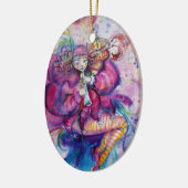 MUSIKALE ROZE CLOWN MET UIL KERAMISCH ORNAMENT (Links)