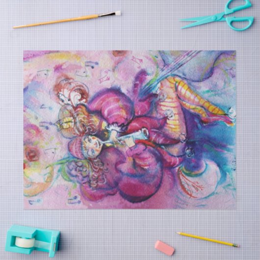 MUSIKALE ROZE CLOWN MET UIL TISSUEPAPIER (Craft)