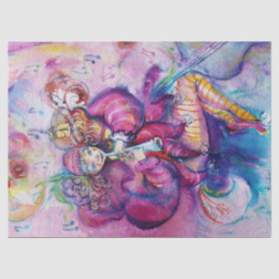 MUSIKALE ROZE CLOWN MET UIL TISSUEPAPIER