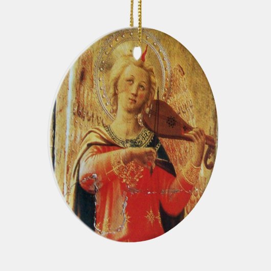 MUSISCH ANGEL IN RED EN GOLD Ruby Gem stone Keramisch Ornament (Rechts)