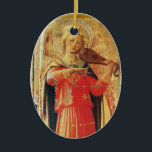 MUSISCH ANGEL IN RED EN GOLD Ruby Gem stone Keramisch Ornament<br><div class="desc">Italiaans meesterwerk van wijlen middeleeuwen uit Fra Beato Angelico: Muziek die engel detail maakt uit Linaioli Tabernacle 1433 Italië,  ontwikkeld met een heldere 3D-rode roodbruine steen.</div>