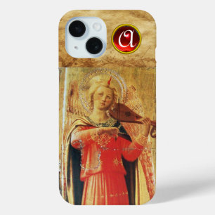 MUSISCH ANGEL IN RODE EN GOLD Gemstone-Monogram iPhone 15 Case