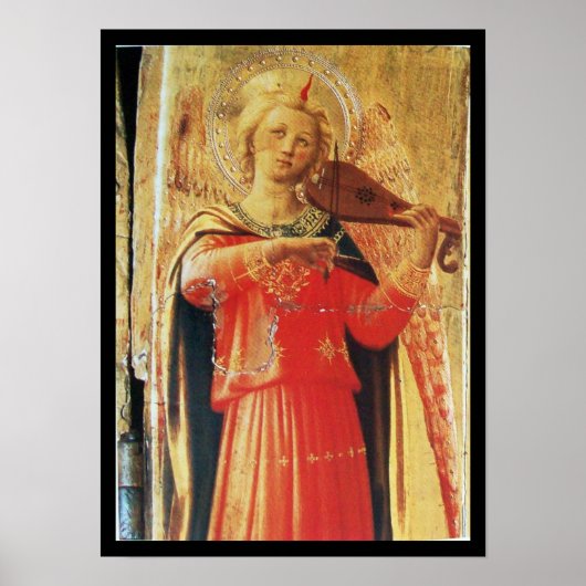 MUSISCH ANGEL IN RODE EN GOUD POSTER (Voorkant)