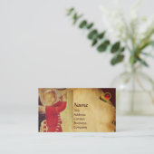 MUSISCH ANGEL IN RODE EN GOUD VISITEKAARTJE (Staand voorkant)