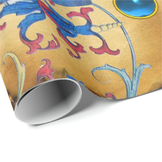 MUSISCH ANGELS PARCHMENT, RODE BLAUWE STROMEN, PAR CADEAUPAPIER (Rol Hoek)