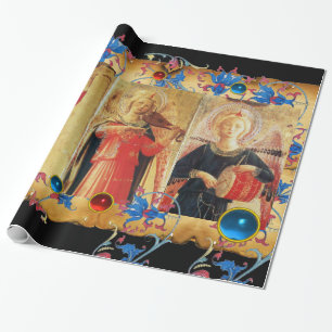 MUSISCH ANGELS PARCHMENT, RODE BLAUWE STROMEN, PAR CADEAUPAPIER