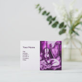 MUSISCH CAT-, Paars- en witpapier Visitekaartje (Staand voorkant)