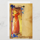 MUSISCH CHRISTMAS ANGEL FLORAL PARCHMENT BRIEFPAPIER (Voorkant / Achterkant)