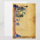 MUSISCH CHRISTMAS ANGEL FLORAL PARCHMENT BRIEFPAPIER (Voorkant / Achterkant)