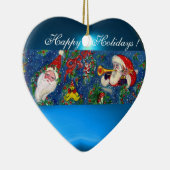MUSISCH CHRISTMAS NIGHT SANTA BUGLER BLUE HEART KERAMISCH ORNAMENT (Rechts)