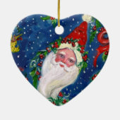 MUSISCH CHRISTMAS NIGHT SANTA BUGLER BLUE HEART KERAMISCH ORNAMENT (Achterkant)