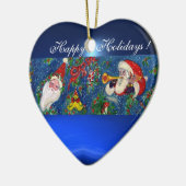 MUSISCH CHRISTMAS NIGHT SANTA BUGLER BLUE HEART KERAMISCH ORNAMENT (Links)