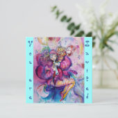 MUSISCH KLACHT, roze blauwe turquoise Kaart (Staand voorkant)