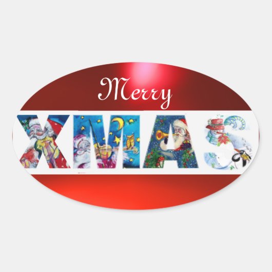 MUSISCH SANTA XMAS PARTY/PENGUIN'S SERENADE OVALE STICKER (Voorkant)