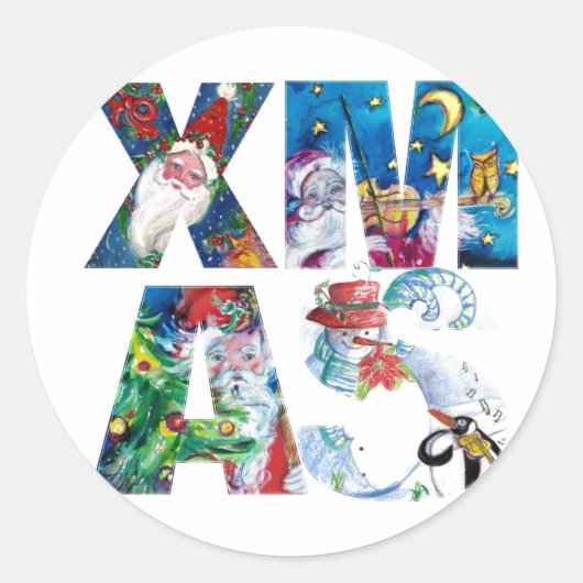 MUSISCH SANTA XMAS PARTY/PENGUIN'S SERENADE RONDE STICKER (Voorkant)