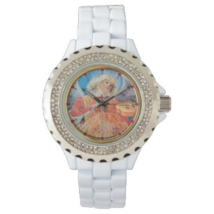 MUSISCHE ANGEL/PINK AMETHYST PARELTJES HORLOGE