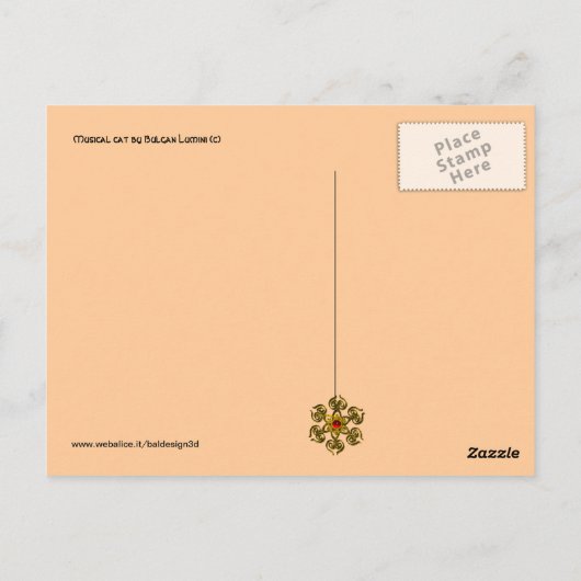 MUSISCHE CAT EN OWL, bruin en wit Briefkaart (Achterkant)