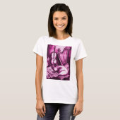 MUSISCHE CAT EN OWL Roze Fuchsia Paars White T-shirt (Voorkant volledig)