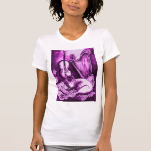 MUSISCHE CAT, Paars Violet en wit T-shirt