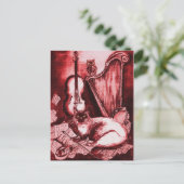 MUSISCHE CAT, Rood en wit Briefkaart (Staand voorkant)