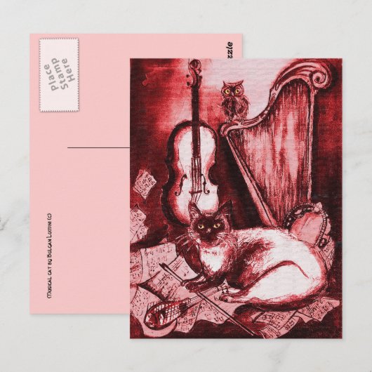 MUSISCHE CAT, Rood en wit Briefkaart (Voorkant / Achterkant)