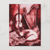 MUSISCHE CAT, Rood en wit Briefkaart (Voorkant)