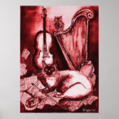 MUSISCHE CAT, Rood en wit Poster (Voorkant)