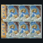 MUSISCHE CHRISTMAS ANGEL, JOY PEACE LOVE PARCHCHME CADEAUPAPIER<br><div class="desc">Lute speelt muziekengel met rode blauwe bloemen,  Classic Italiaanse renaissance meesterwerken van Melozzo da Forli,  detail van een fresco c.1480.</div>
