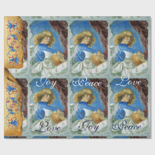 MUSISCHE CHRISTMAS ANGEL, JOY PEACE LOVE PARCHCHME CADEAUPAPIER