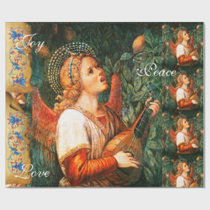 MUSISCHE CHRISTMAS ANGEL, JOY PEACE LOVE PARCHCHME CADEAUPAPIER