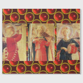 MUSISCHE CHRISTMAS ANGELS/SHINY RED RUBY GEMSTONES CADEAUPAPIER (Vlak)