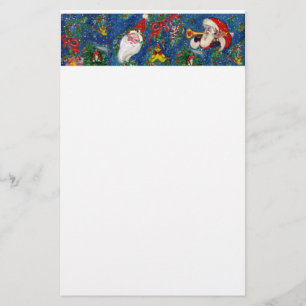 MUSISCHE CHRISTMAS NACHT, SANTA MET TOYBlue White Briefpapier