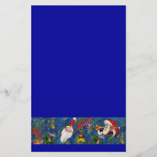 MUSISCHE CHRISTMAS NIGHT, SANTA EN TOYS Bright Blu Briefpapier