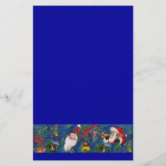 MUSISCHE CHRISTMAS NIGHT, SANTA EN TOYS Bright Blu Briefpapier (Voorkant)